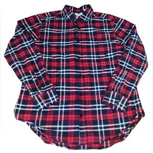 FIVE FOUR Men’s Black & Red Plaid Button Down Front Shirt Size Large